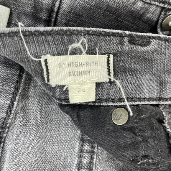Madewell Jeans Womens 26 Black Wash High Rise Slim Skinny Raw Hem Button Denim - Picture 9 of 11